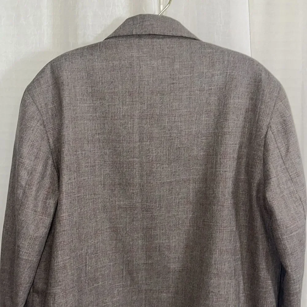 HGSS L Men’s Houndstooth Plaid Brown Full Zip Dress Wool Blend Jacket